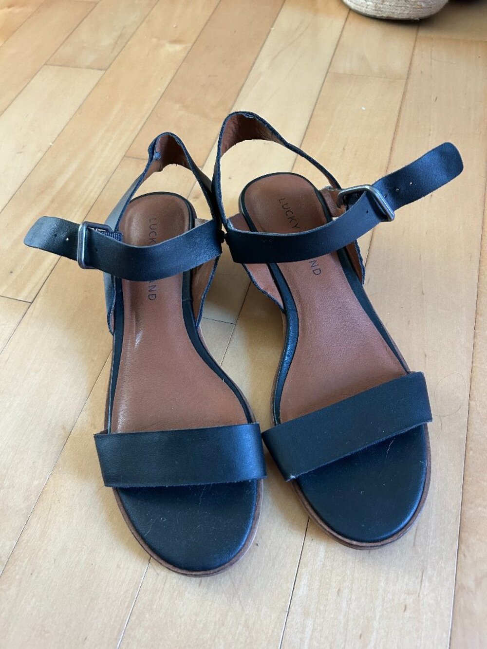 Lucky Brand Toni Black Leather Sandals - Size 8